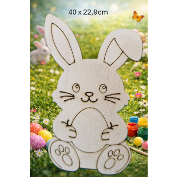 Królik Wielkanocny z jakiem 40cm, królik 40cm, sklejka 3mm